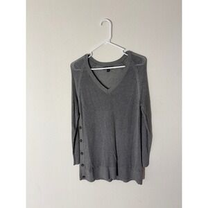 Banana Republic Gray V Neck Long Sleeve Button Side Tunic Sweater Size S